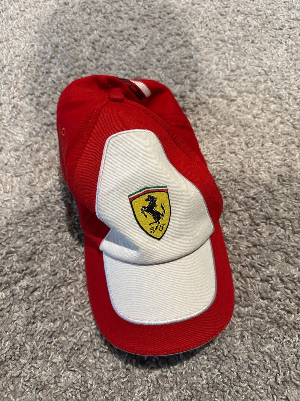 Vintage y2K Ferrari Red and White Logo Racing Cap